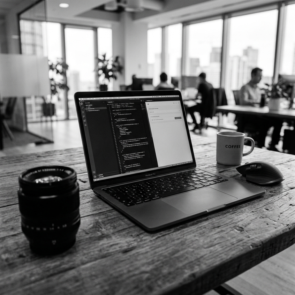 Laptop on desk with PDFICA dashboard overlays